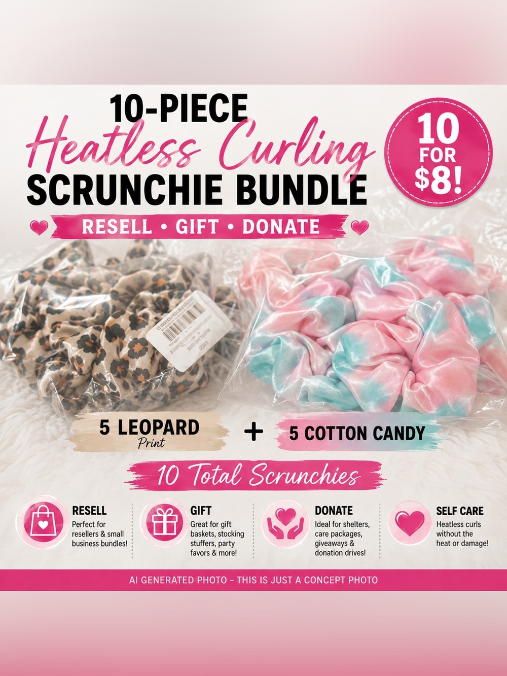 10-Piece Heatless Curling Scrunchie Bundle — Resell, Gift or Donate